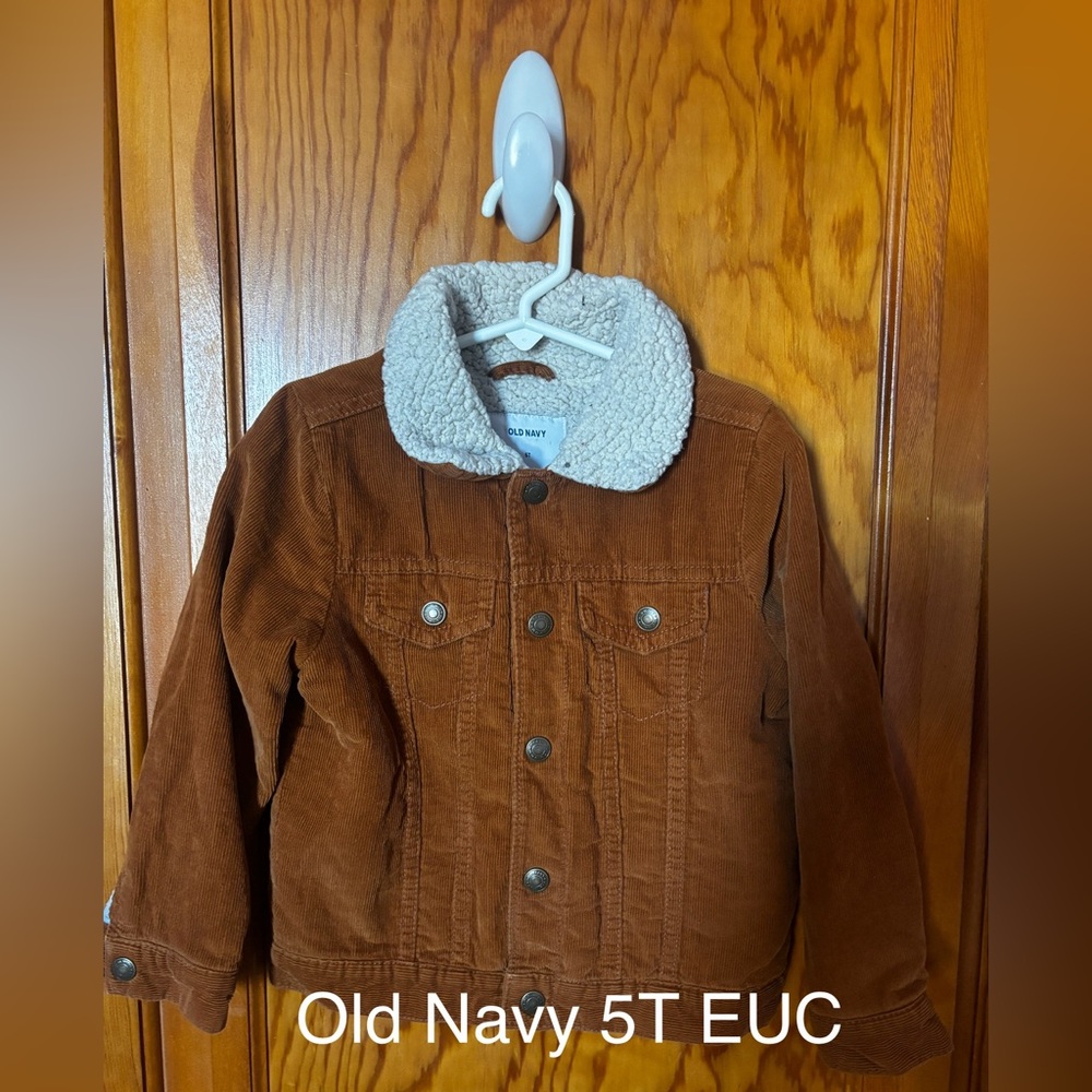 Old Navy Tan Kids Jean Jacket with Sherpa Collar